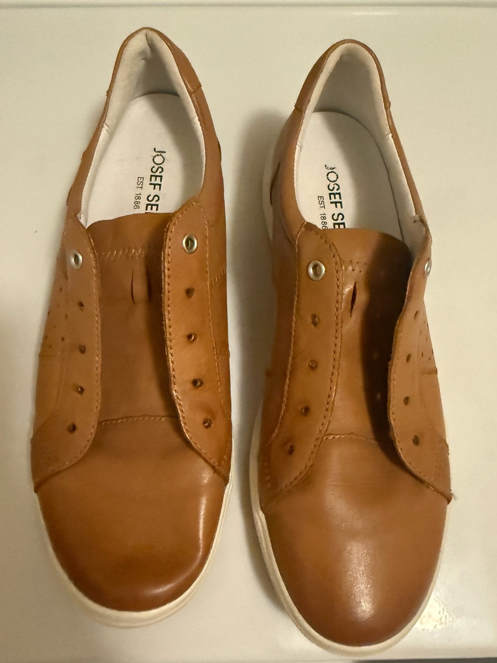 Josef Seibel Cognac Leather Slip-On Flats